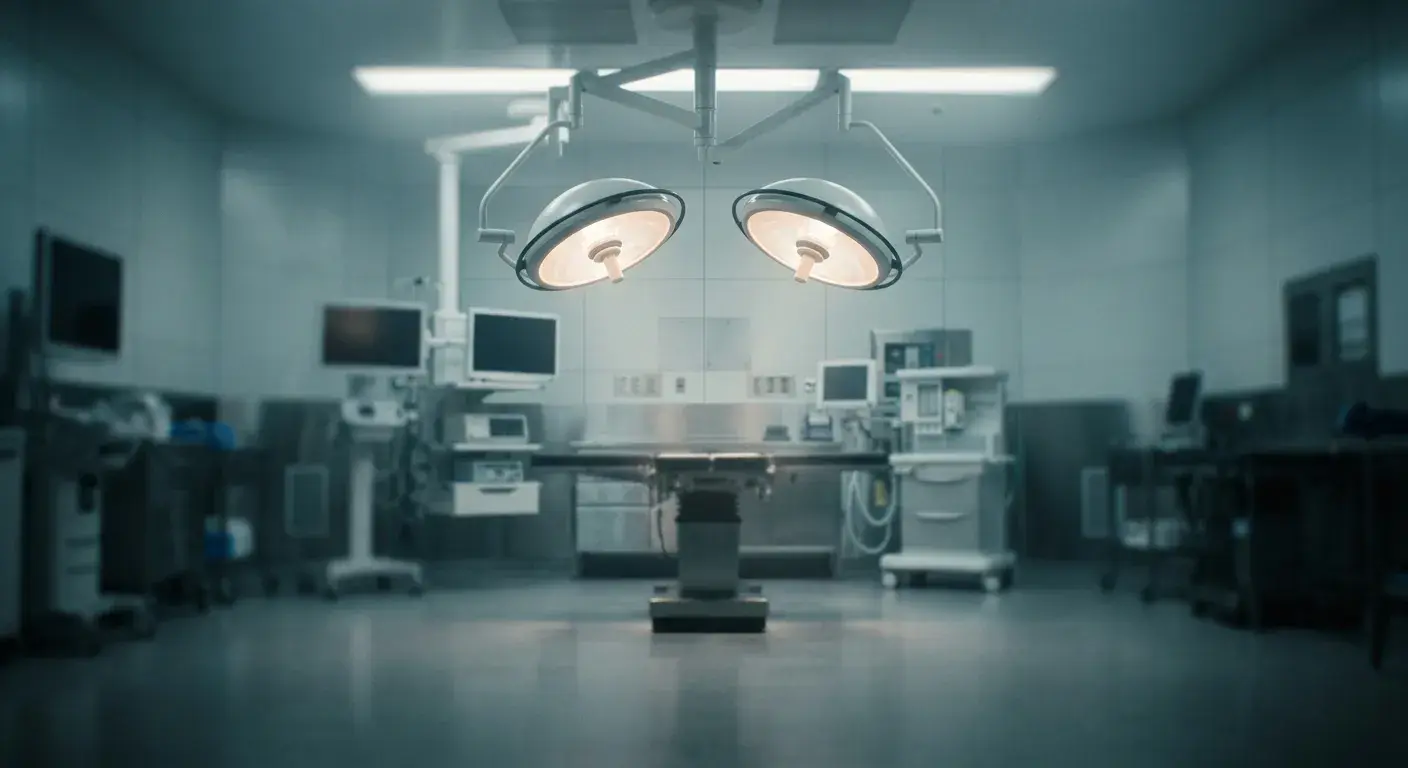 Modern operating theatre with surgical equipment and lighting